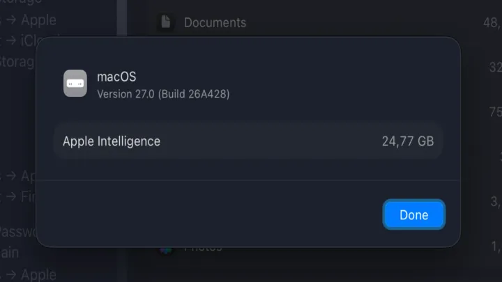 Apple Intelligence Reportedly Consumes Over 30GB on Some macOS 27 Systems